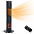 Costway 1500W Ceramic Tower Space Heater with Remote Control Realistic 3D Flame