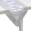 Table Runner White Silver Flower Embroidered Pattern Polyester Lace Table Décor