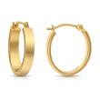 14K Real Solid Gold Shiny Polished Oval Plain Creole Flat Tube Hoop Earrings