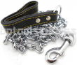 72" Heavy Duty Chrome Chain Dog Pet Leash w/ Black Leather Strap Strong Holding 