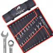 AAIN 22pc Combination Ratcheting Wrench Set Metric MM Standard SAE with Roll Bag