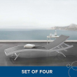 Modway Glimpse Outdoor Patio Mesh Chaise Lounge Set of 4 in White Gray