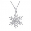 Diamond Accent Snowflake Pendant-Necklace in Sterling Silver